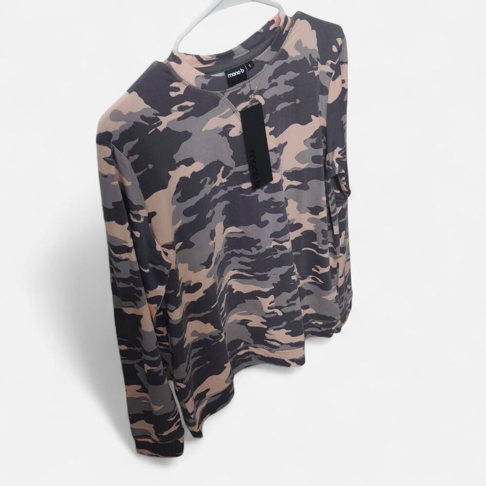 Mono B Twilight Camo Long Sleeve Top Buttery Soft Spandex Cotton Blend S Stretch - Picture 3 of 5